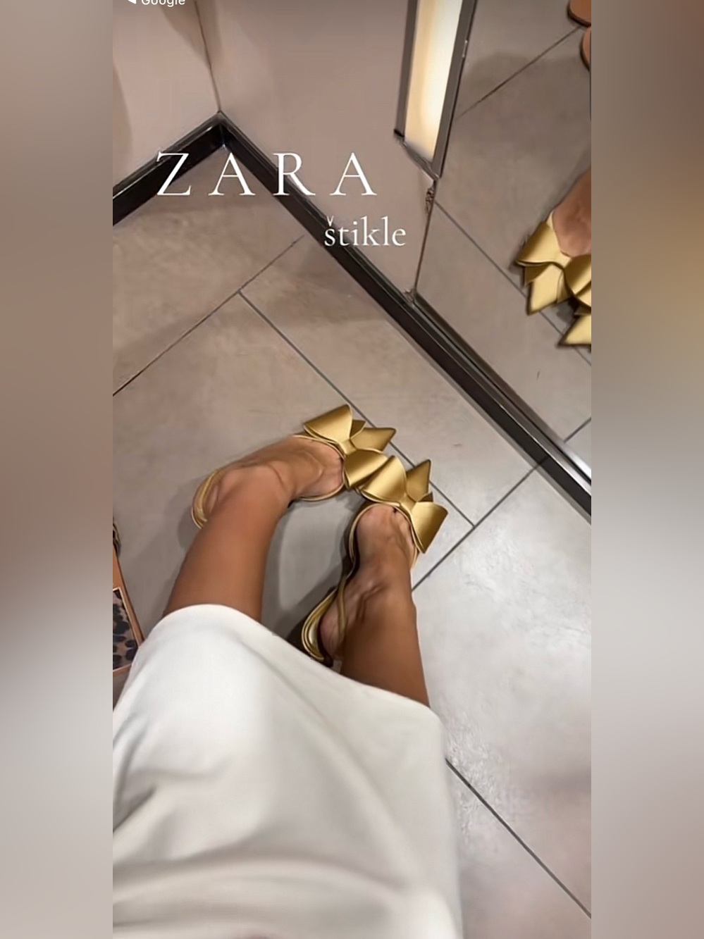Zara Gold Satin Look Oversized Bow Pointed Toe Slingback Heels Womens EU 40